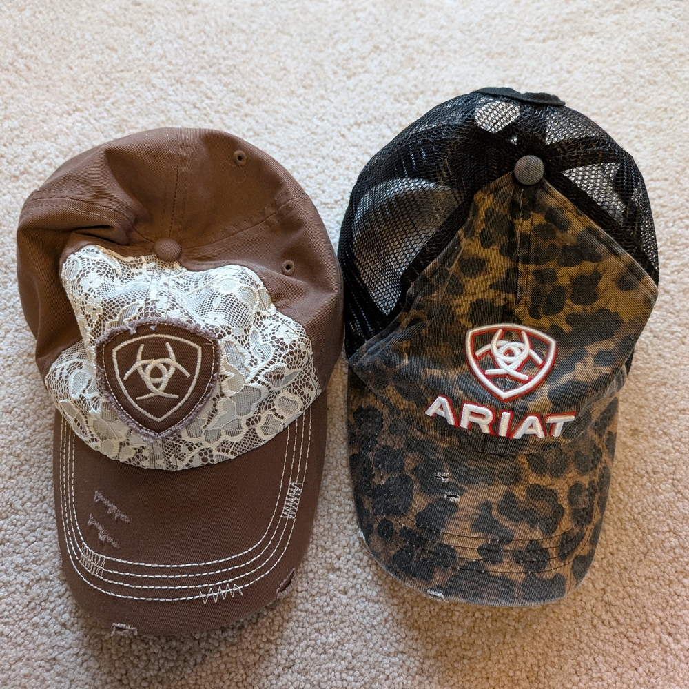 Ariat Brown and Leopard Print Caps